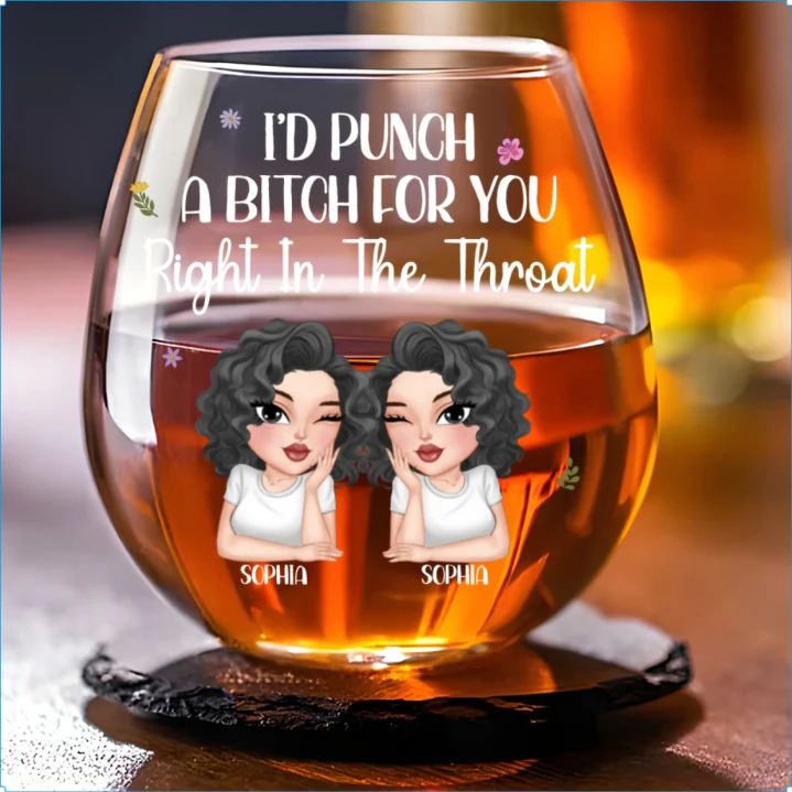 Right In The Throat - Personalized Custom Wine Glass - Image 6