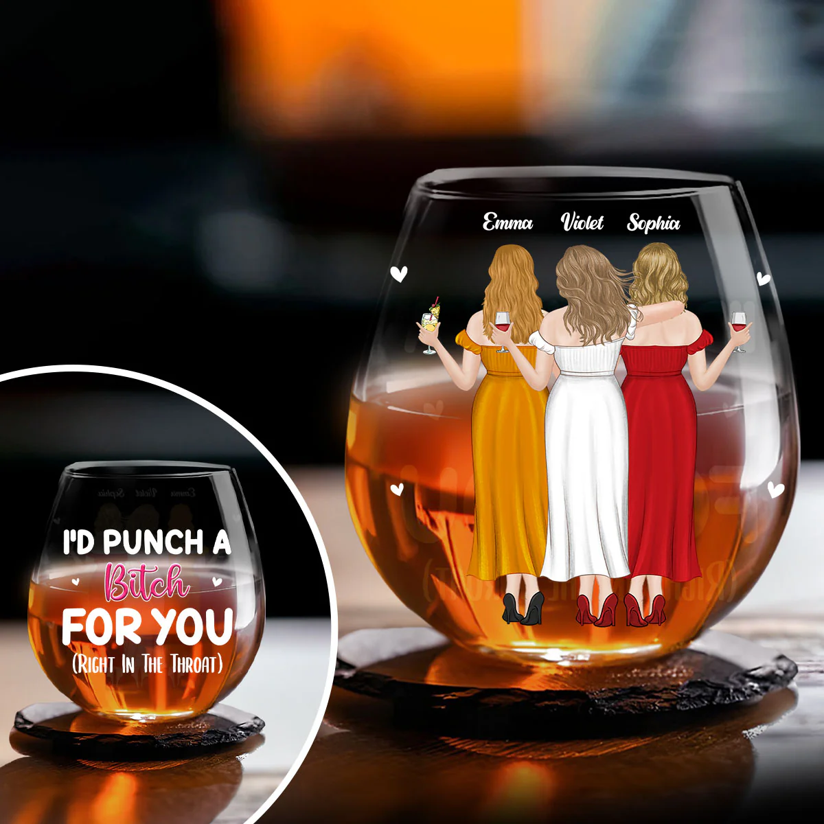 Right In The Throat - Personalized Custom Wine Glass - Image 2