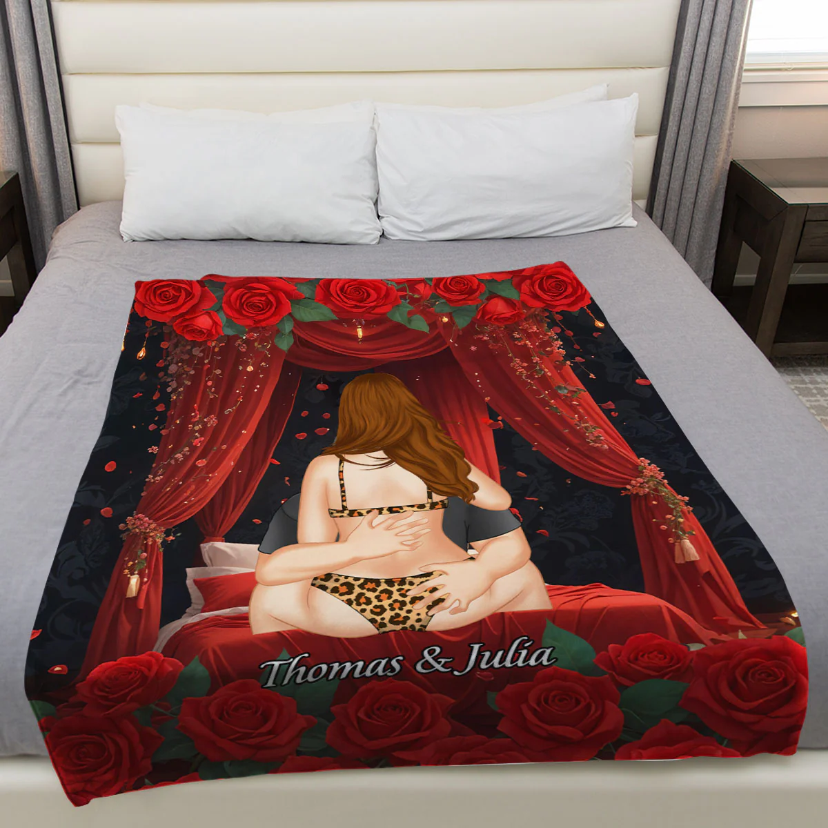 Romantic Blanket Couple - Personalized Custom Fleece Blanket - Image 2