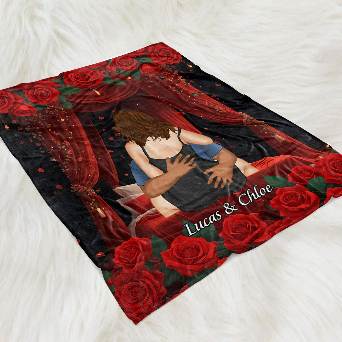 Romantic Blanket Couple - Personalized Custom Fleece Blanket - Image 3