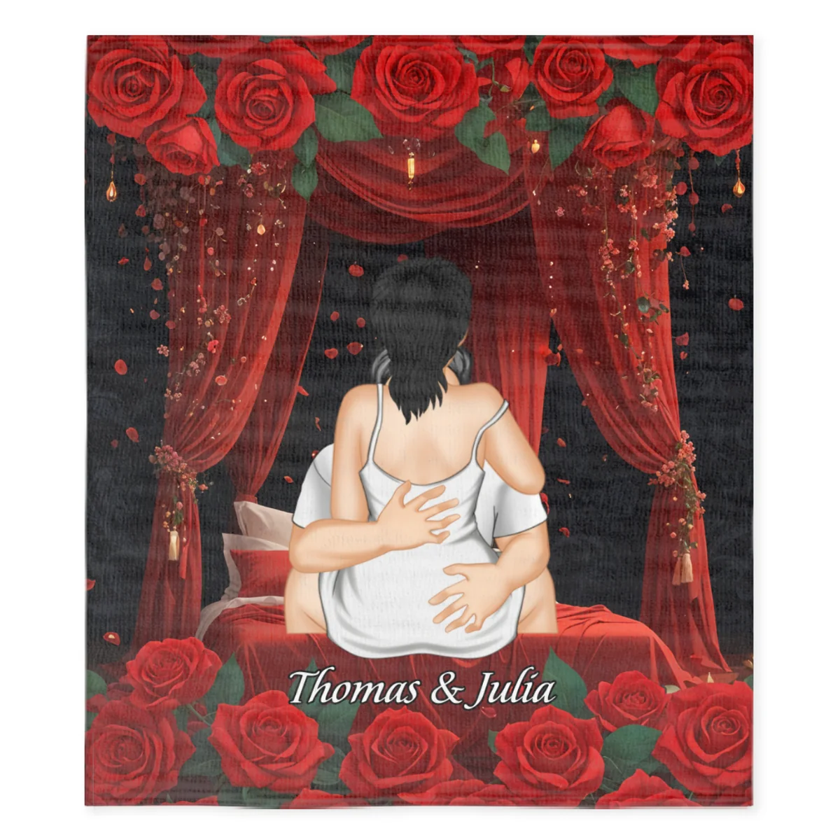 Romantic Blanket Couple - Personalized Custom Fleece Blanket - Image 4