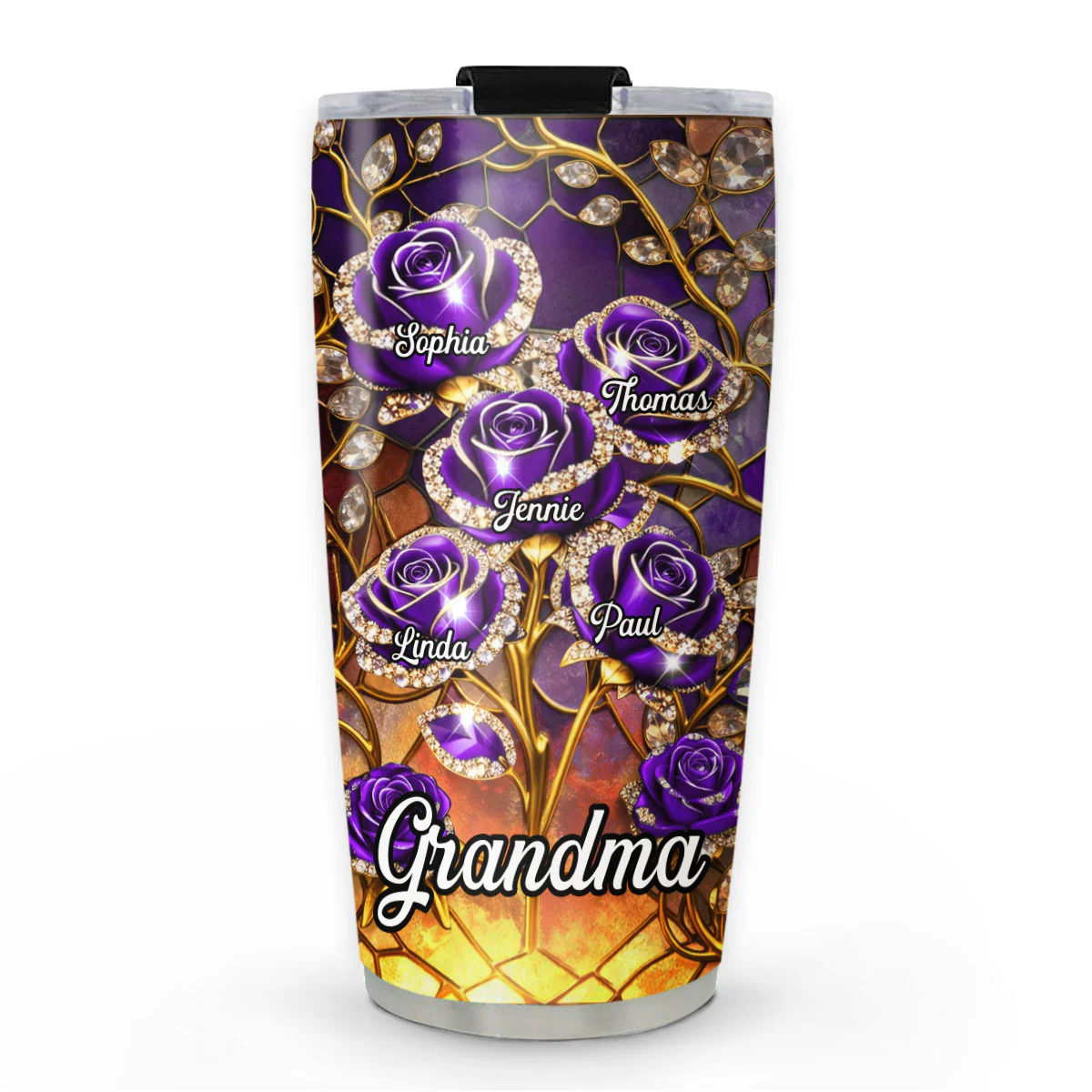 Rose Flower Grandma - Personalized Custom 3D Effect Tumbler