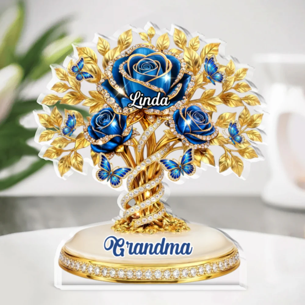 Rose Flower Grandma - Personalized Custom Acrylic Plaque - Image 5