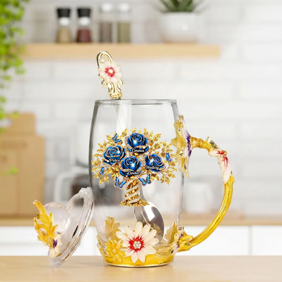 Rose Flower - Personalized Custom 14OZ Flower Tea Cup - Image 4