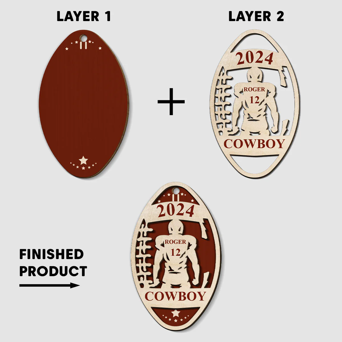 Rucking And Rolling On The Rugby Field - Personalized Custom 2-Layered Wood Ornament - Image 2