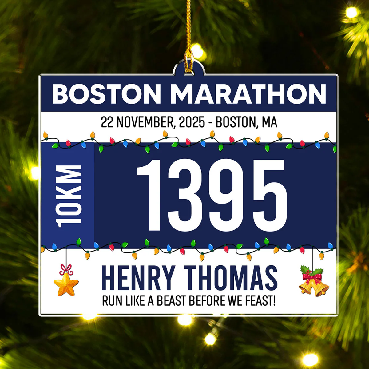 Running Bib - Personalized Custom Acrylic Ornament - Image 3