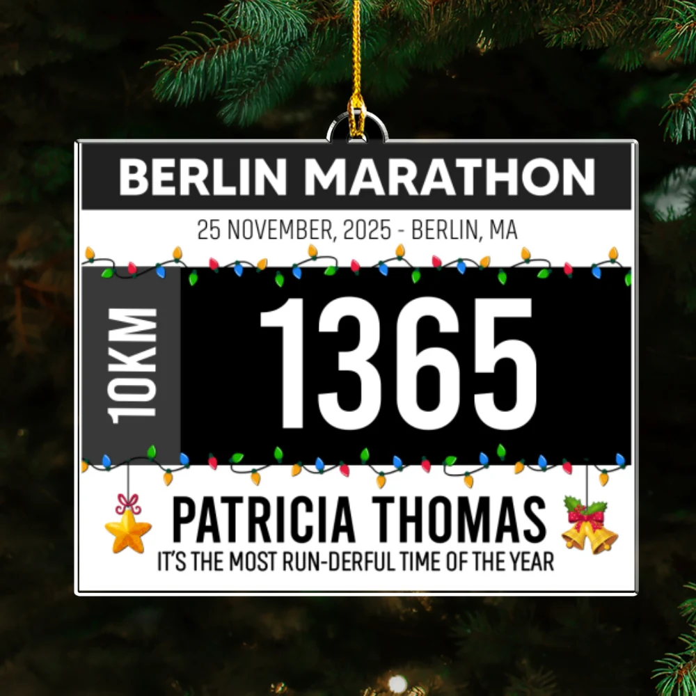 Running Bib - Personalized Custom Acrylic Ornament - Image 5