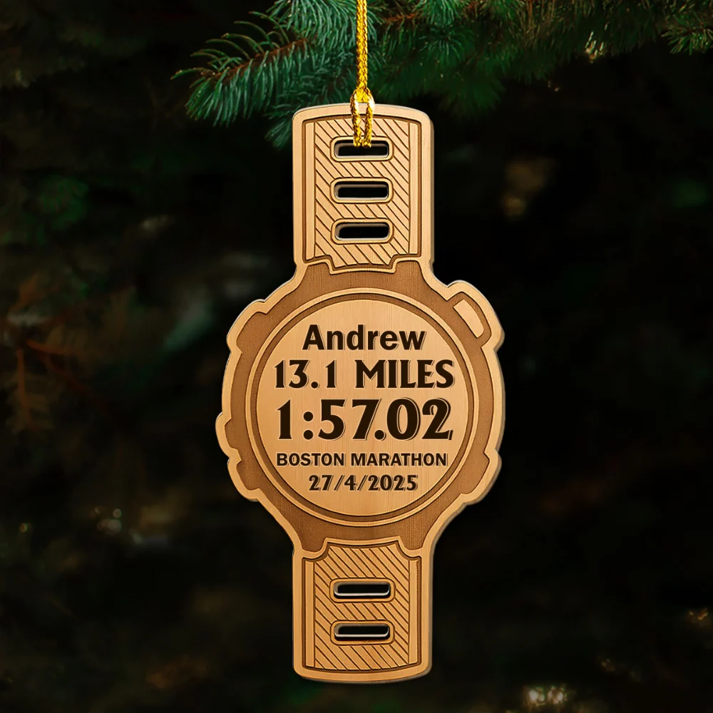 Running Watch - Personalized Custom Wood Ornament - Image 6