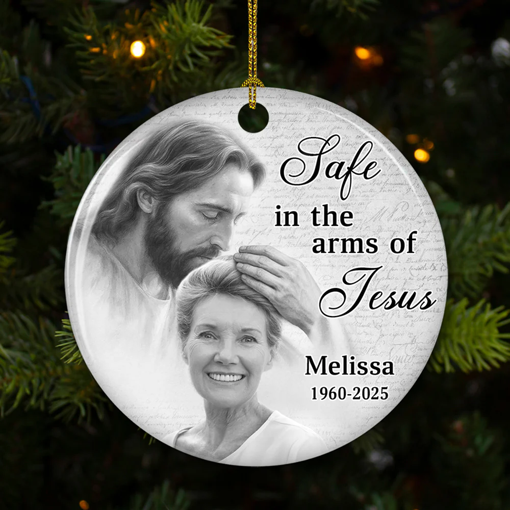 Safe In His Arms - Personalized Custom Ceramic Ornament - Image 5