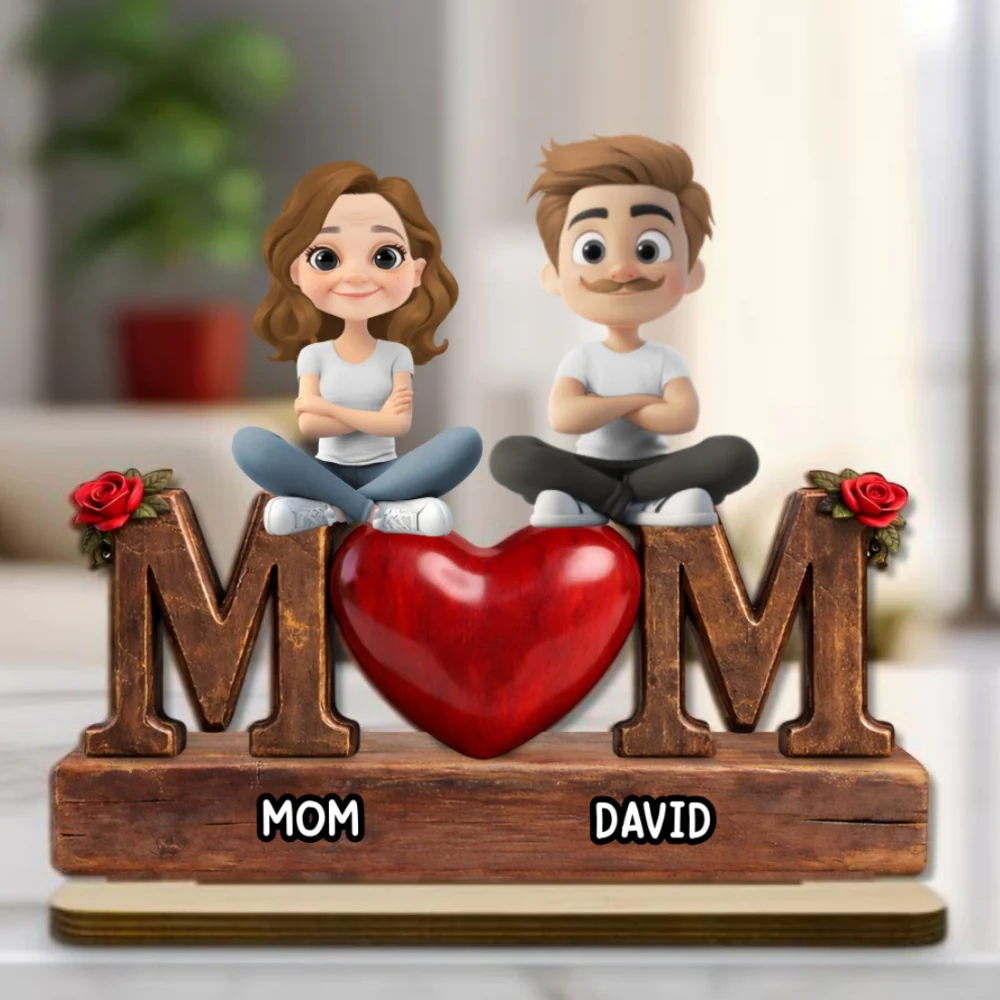 Safe in Mom Arms - Personalized Custom 2-Layer Wood Plaque With Flat Base - Image 7