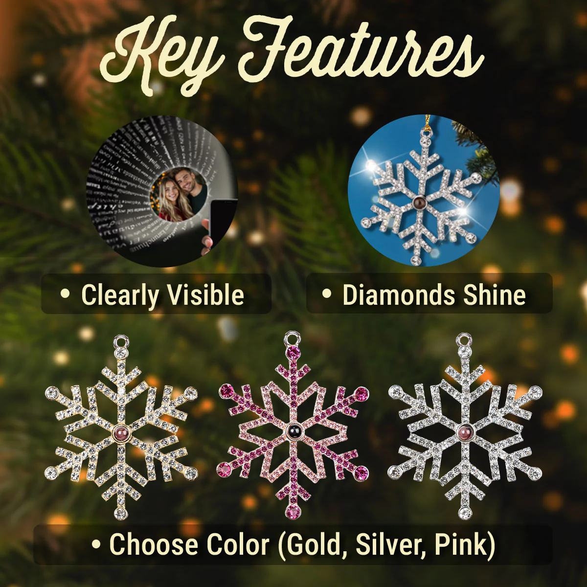 Safe In The Arms Of Jesus - Personalized Custom Photo Snowflake Projection Ornament - Image 6