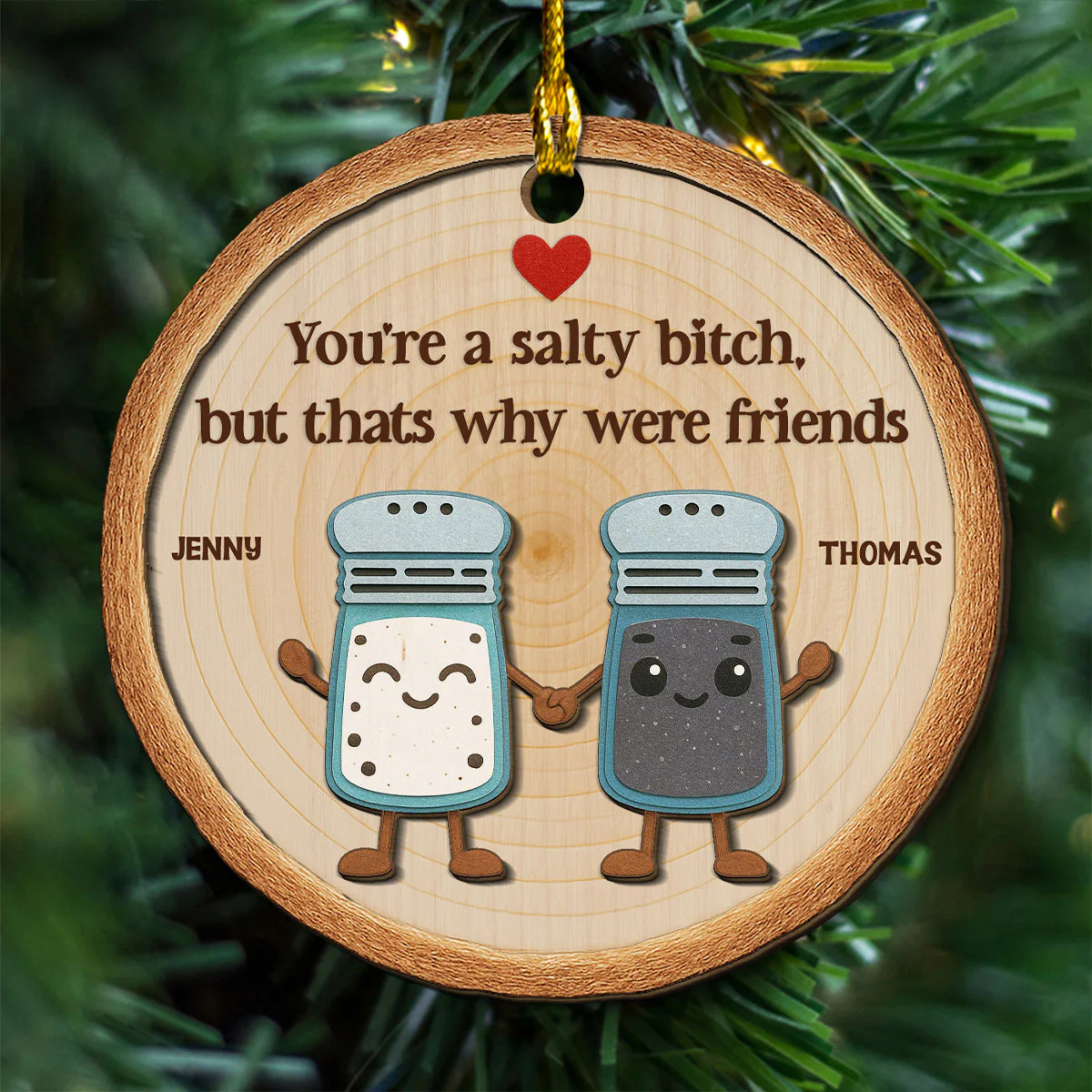 Salty But Sweet - Personalized Custom Freeshape 2-Layered Wood Ornament - Image 2