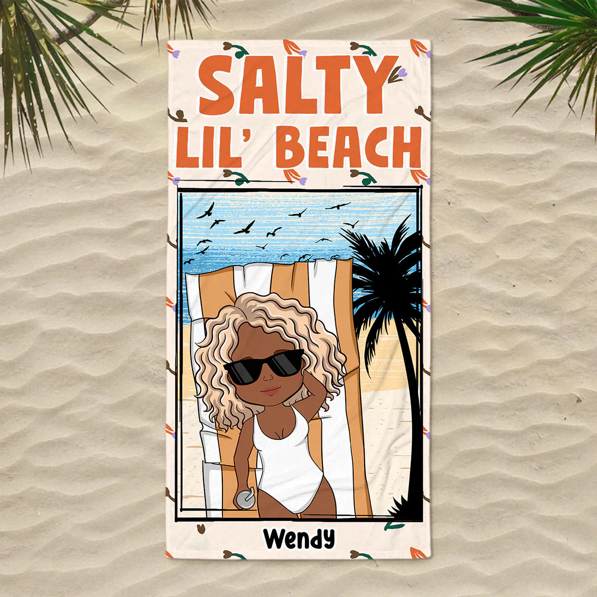 Salty Lil Beach - Personalized Custom Beach Towel - Image 3