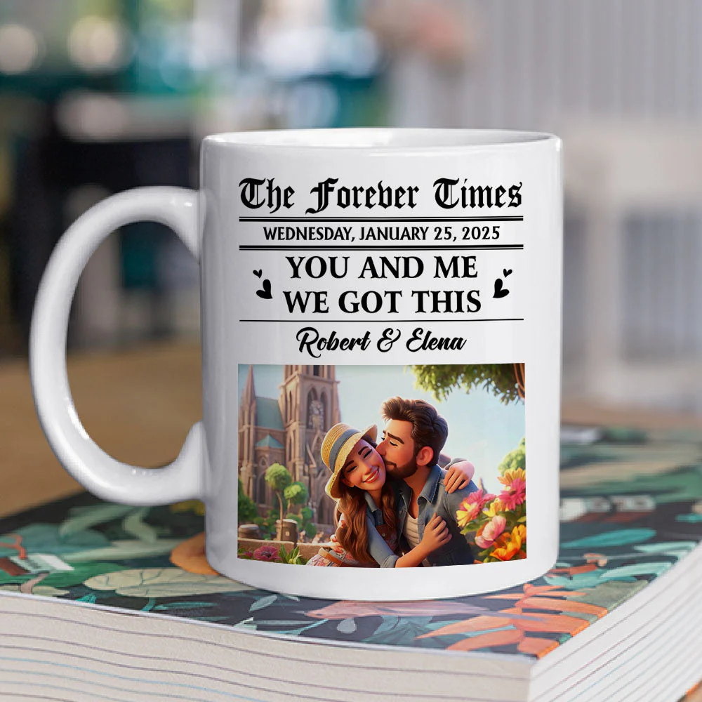 Couple Newspaper Cartoon - Personalized Custom Coffee Mug - Image 3