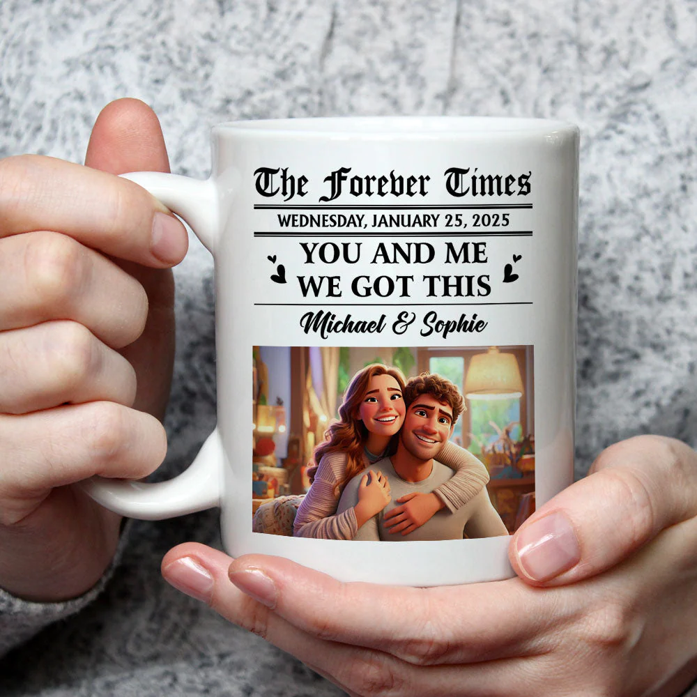 Couple Newspaper Cartoon - Personalized Custom Coffee Mug - Image 4