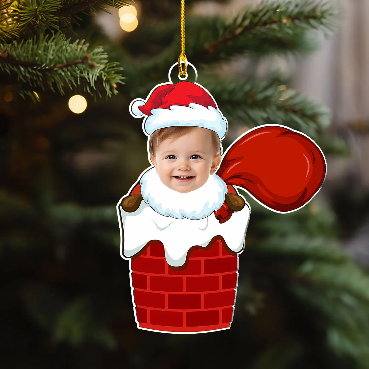 Santa Baby Custom Photo - Personalized Custom Acrylic Ornament - Image 2