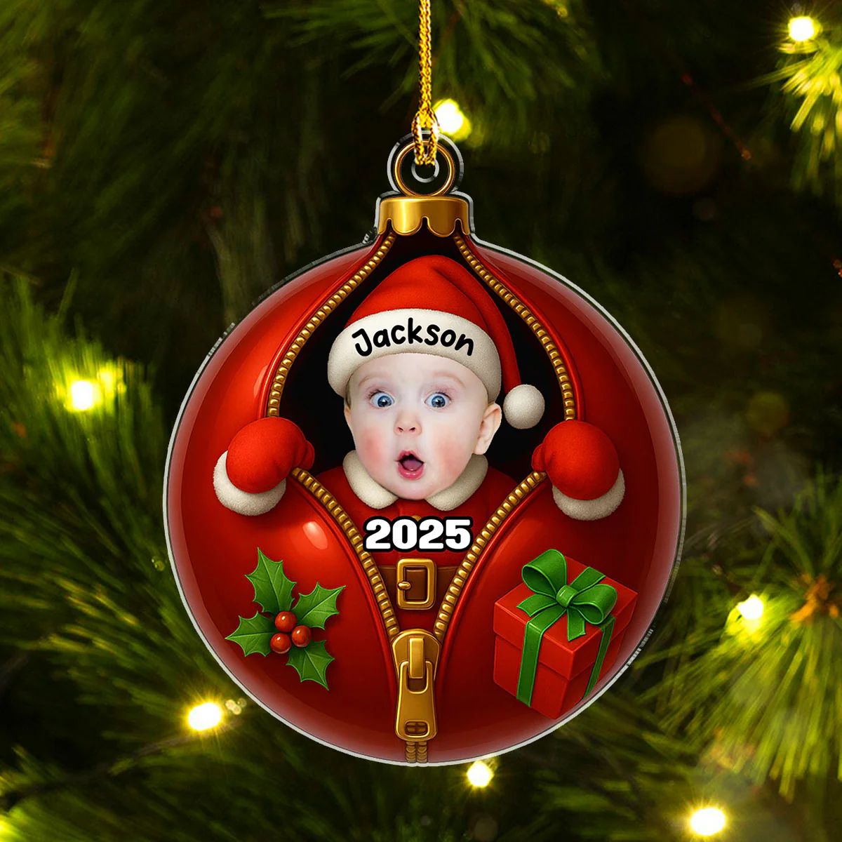 Santa Baby - Personalized Custom Acrylic Ornament - Image 2