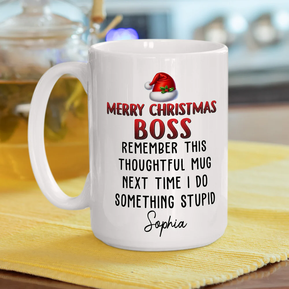 Santa Boss Christmas - Personalized Custom Coffee Mug - Image 5