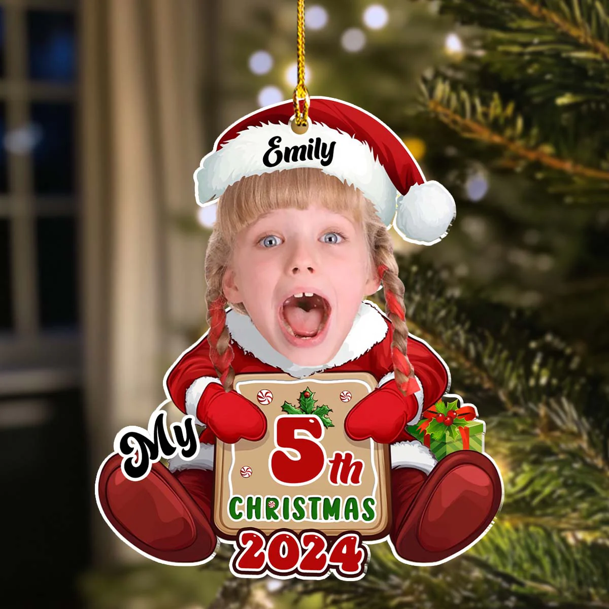 Santa Christmas Family Faces  - Personalized Custom Acrylic Ornament - Image 5