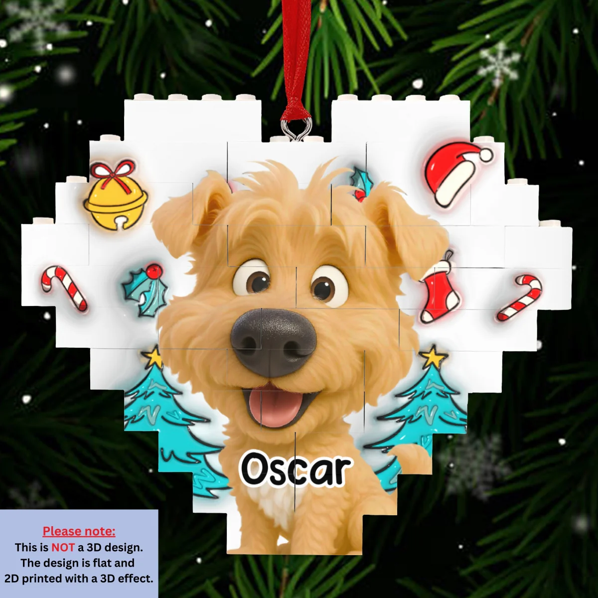 Santa Is Coming - Personalized Custom 3D Effect Heart Puzzle Ornament - Image 7