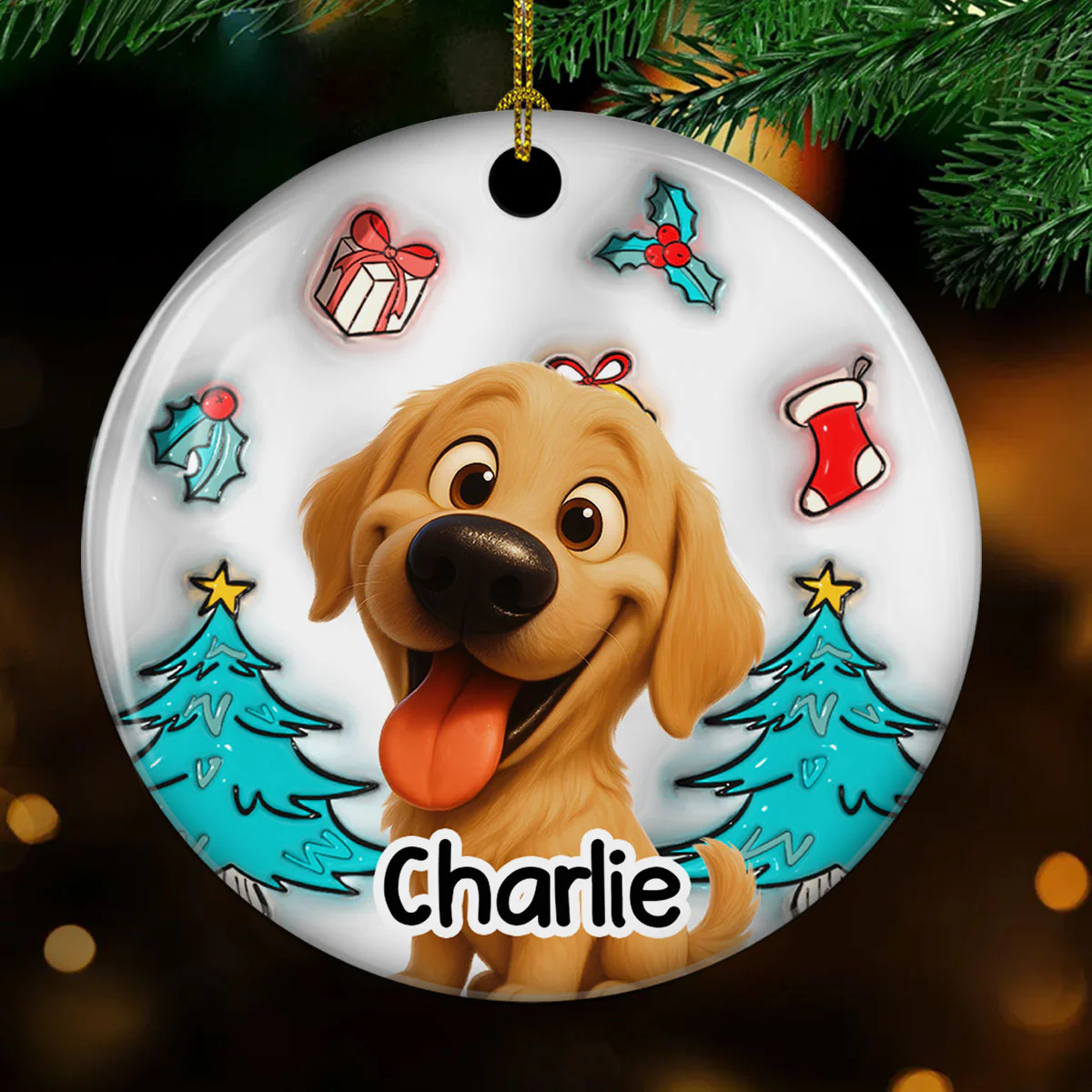 Santa Is Coming - Personalized Custom 3D Inflated Effect Ceramic Ornament