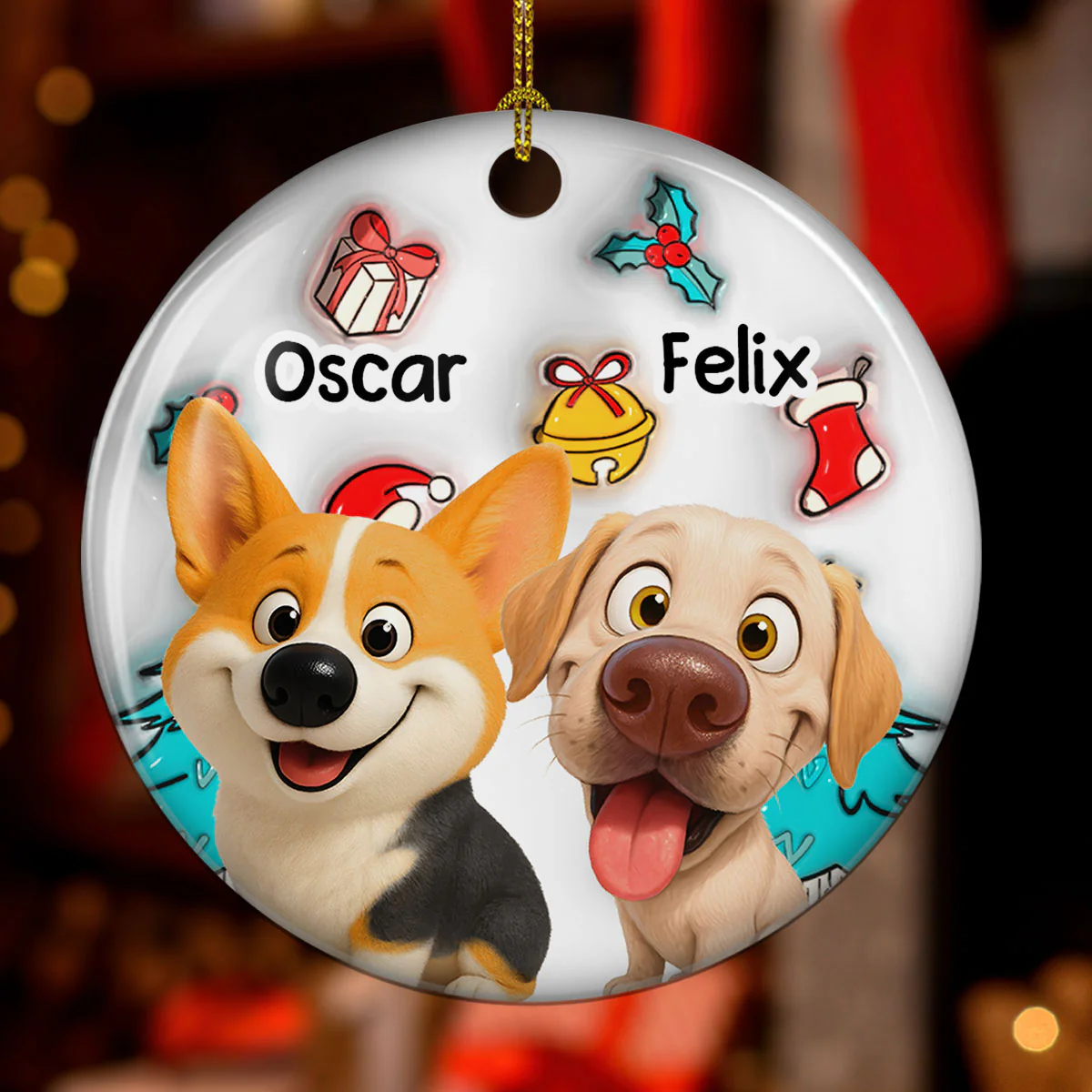 Santa Is Coming - Personalized Custom 3D Inflated Effect Ceramic Ornament - Image 2