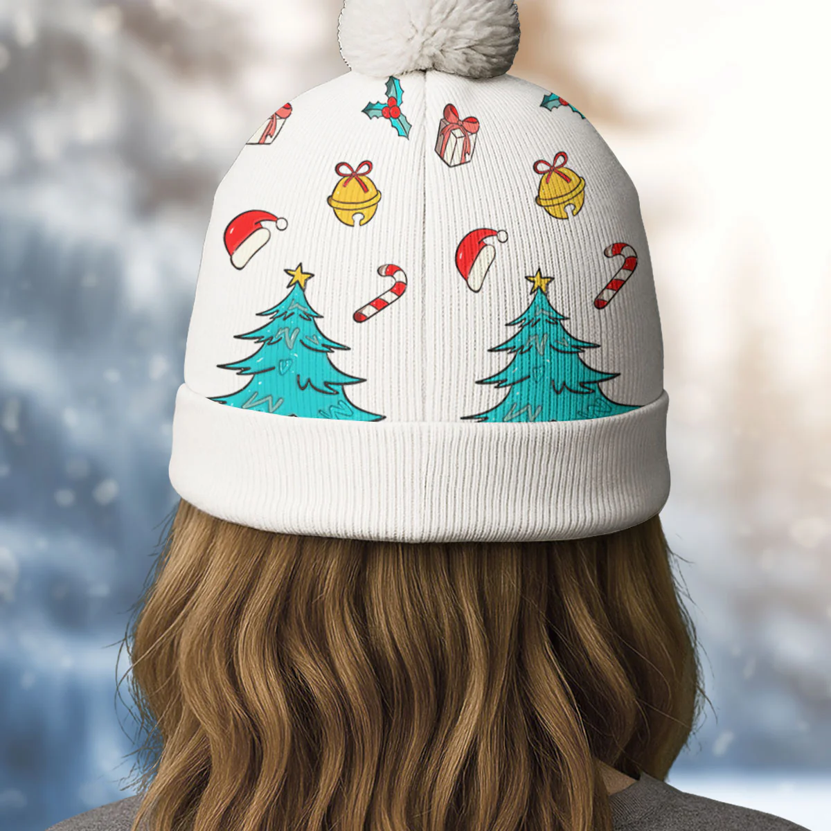 Santa Is Coming To Both Of Us - Personalized Custom Bobble Beanie Hat - Image 4