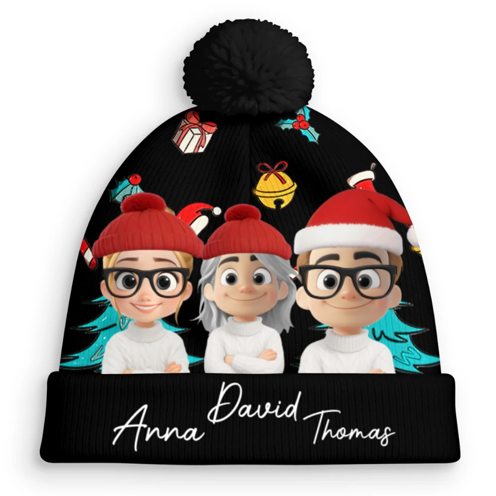 Santa Is Coming To Our Family - Personalized Custom Bobble Beanie Hat - Image 8