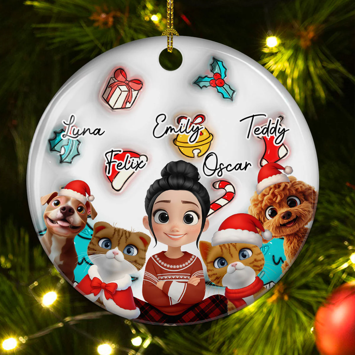 Santa Is Coming To Them - Personalized Custom 3D Inflated Effect Ceramic Ornament - Image 4