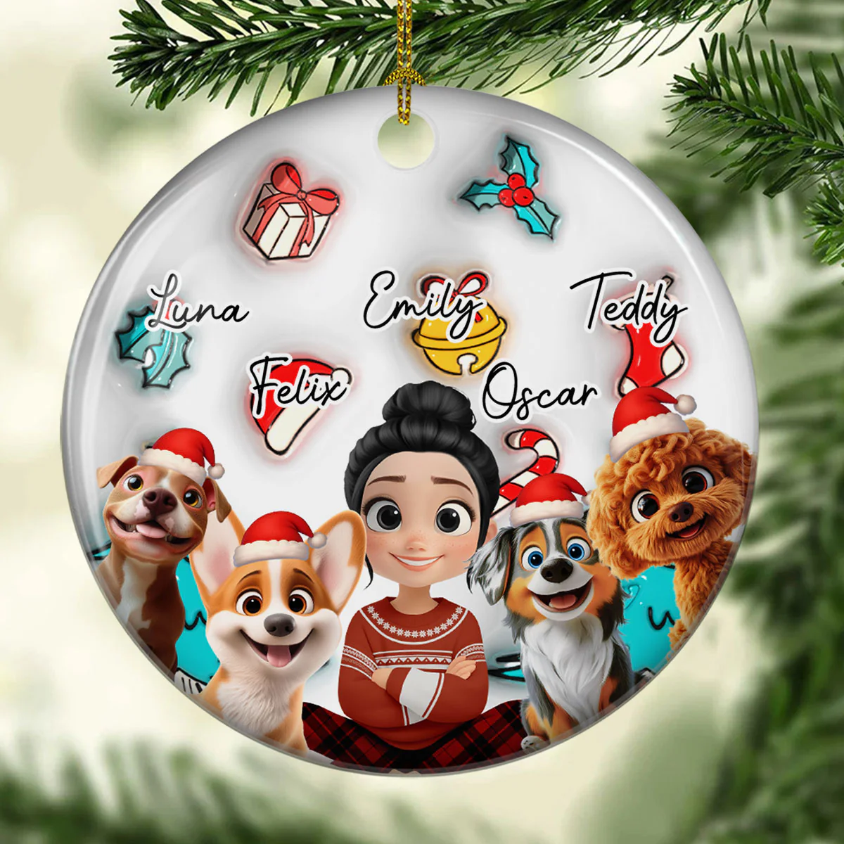 Santa Is Coming To Us - Personalized Custom 3D Inflated Effect Ceramic Ornament - Image 6