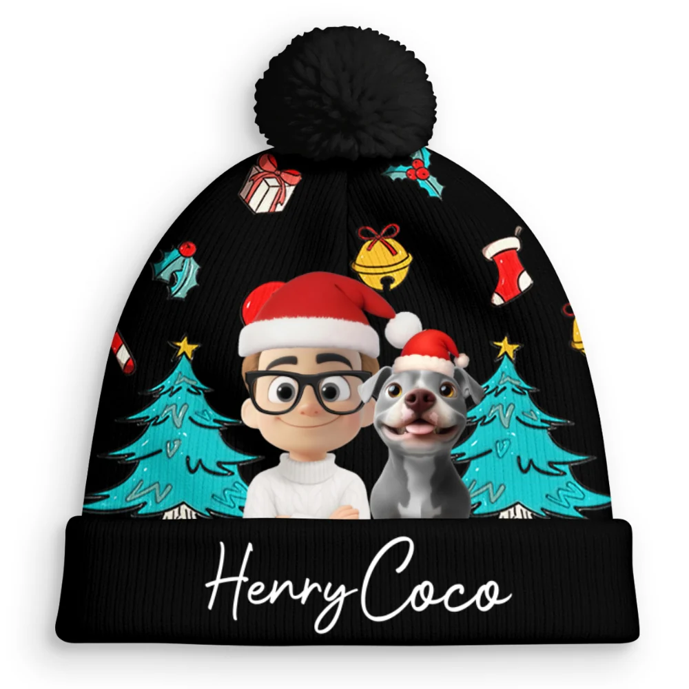 Santa Is Coming To Us - Personalized Custom Bobble Beanie Hat - Image 7