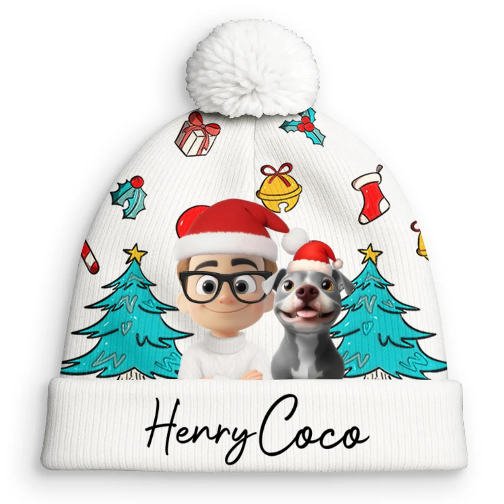 Santa Is Coming To Us - Personalized Custom Bobble Beanie Hat - Image 8