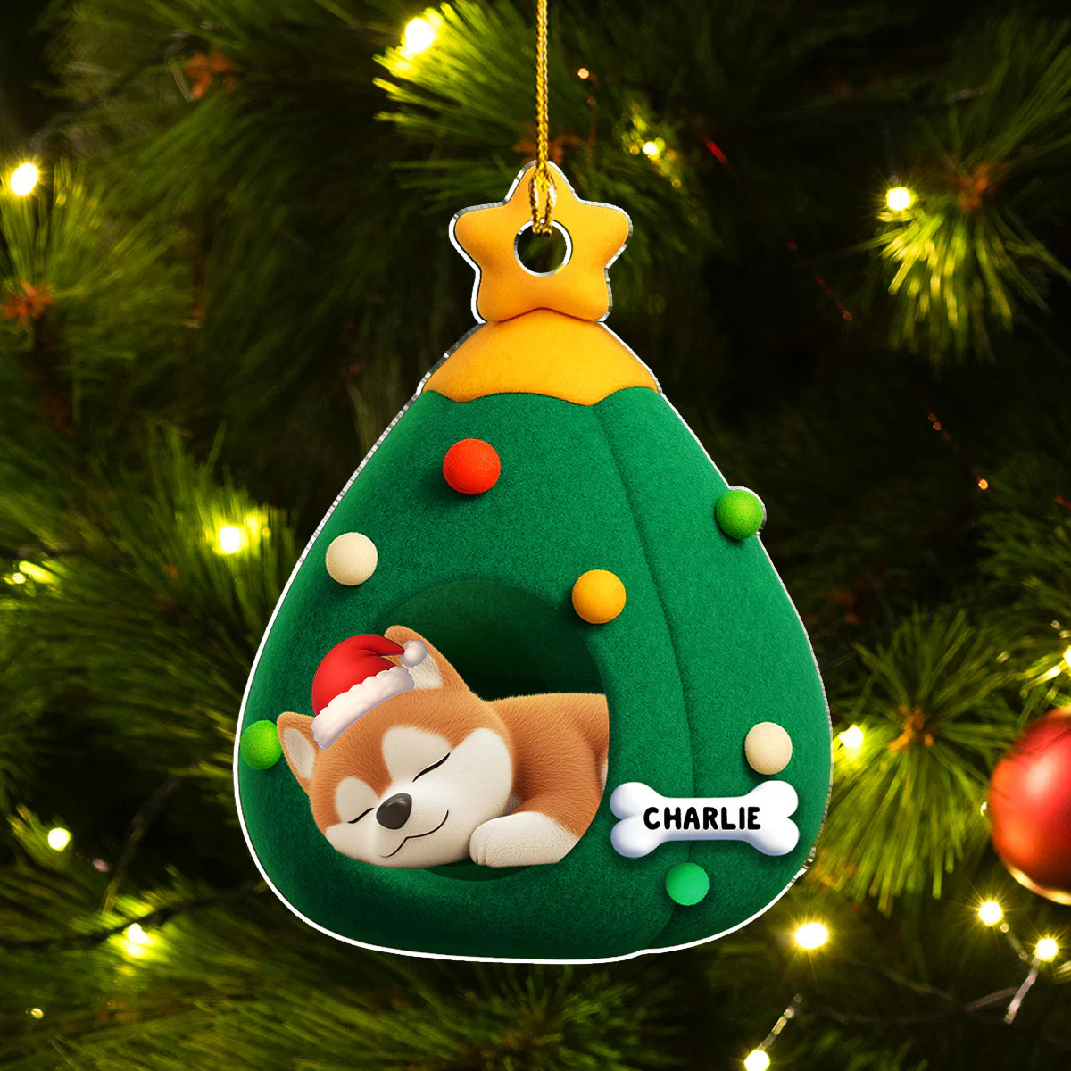 Santa Paws Cozy Tree - Personalized Custom Acrylic Ornament
