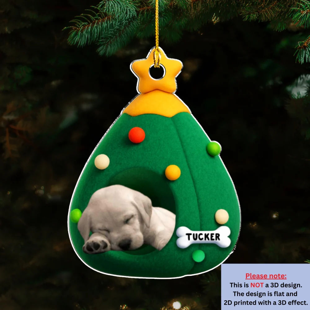 Santa Paws Cozy Tree Photo - Personalized Custom Acrylic Ornament - Image 4