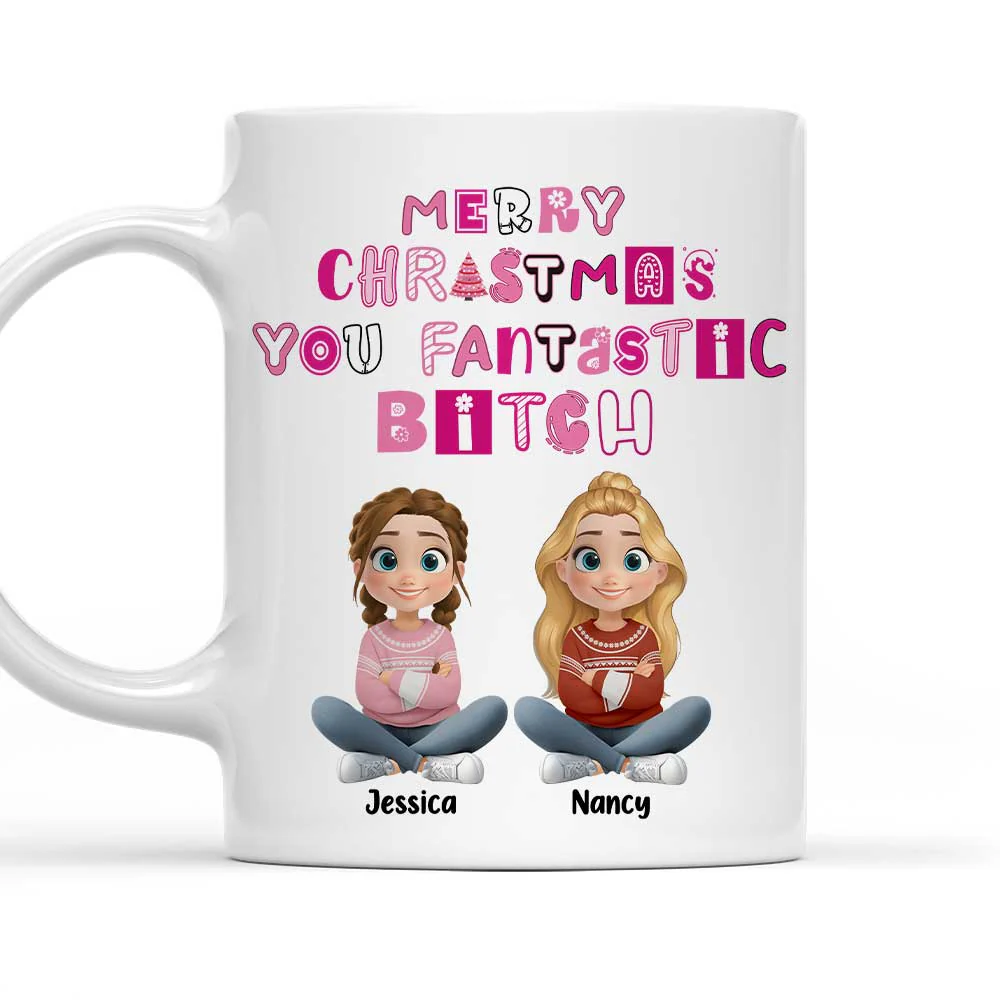 Sassy Merry Christmas Bestie - Personalized Custom Coffee Mug 