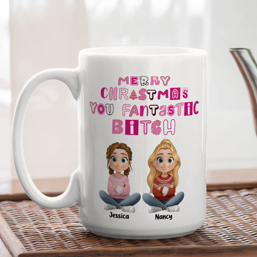 Sassy Merry Christmas Bestie - Personalized Custom Coffee Mug  - Image 4