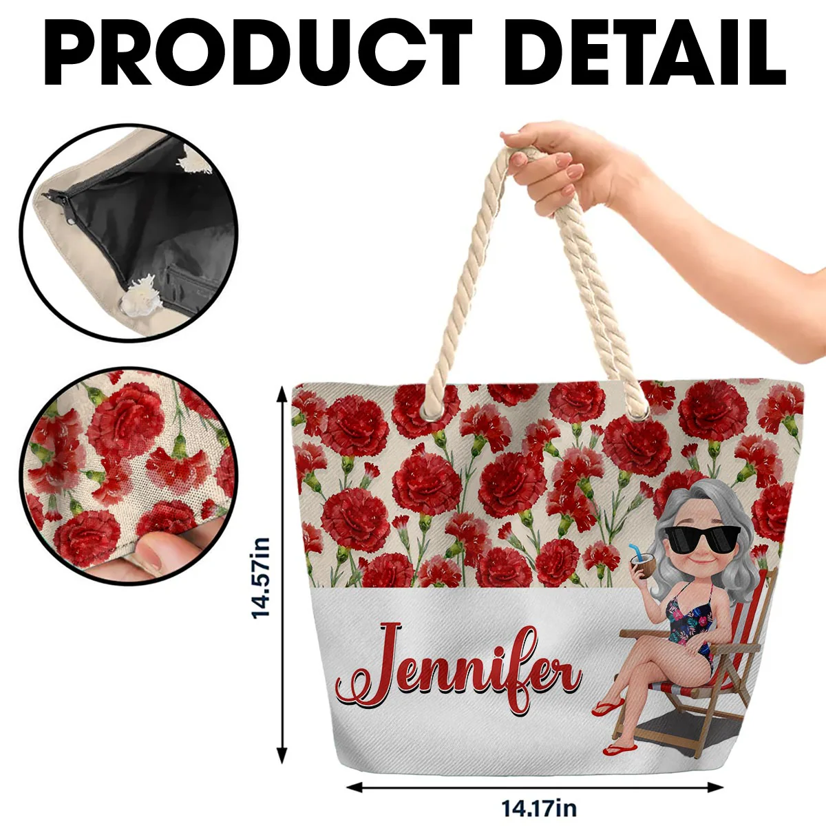 Sassy Summer Vibes - Personalized Custom Beach Bag - Image 6