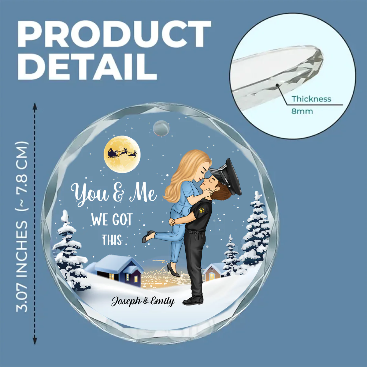 Saving Lives Together - Personalized Custom Glass Ornament - Image 5