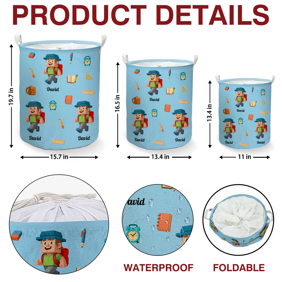 School Time - Personalized Custom Laundry Basket - Image 5