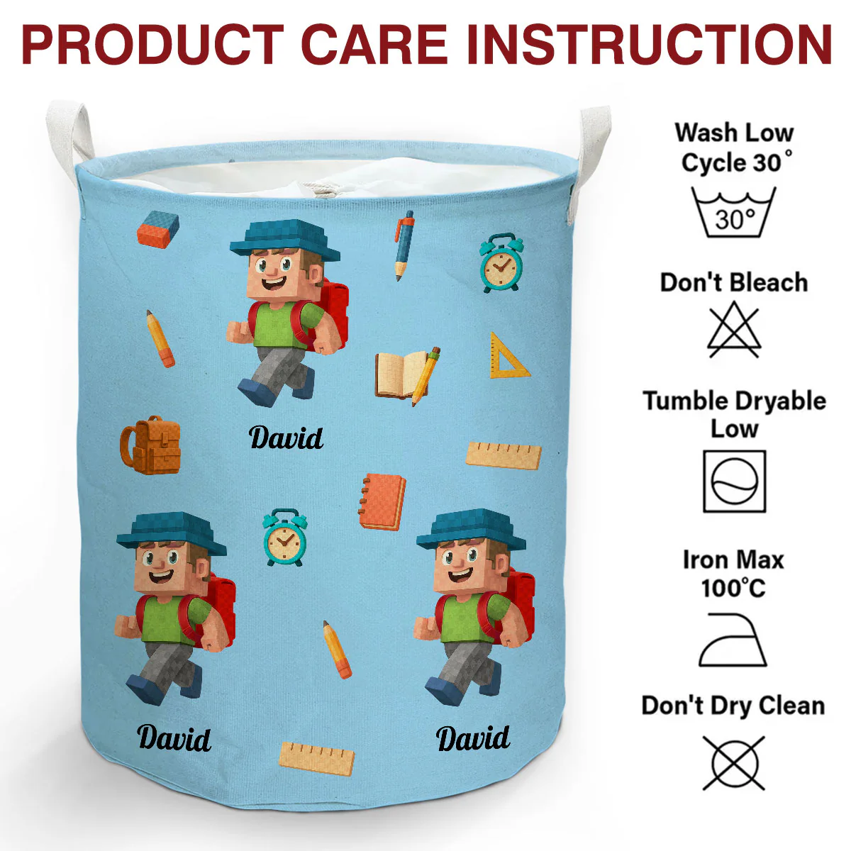 School Time - Personalized Custom Laundry Basket - Image 6