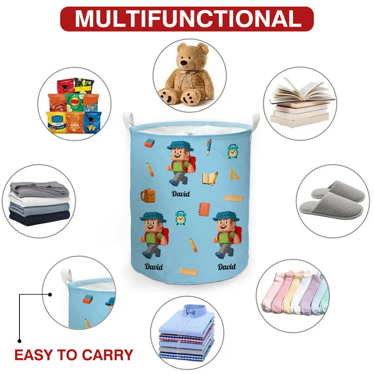 School Time - Personalized Custom Laundry Basket - Image 7