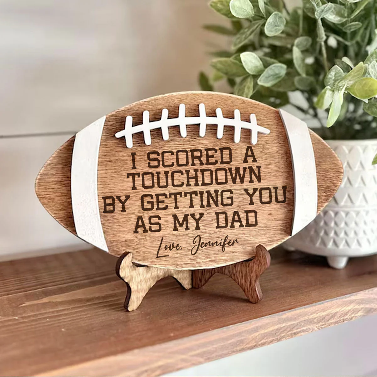 Score A Touchdown - Personalized Wooden Plaque - Image 2