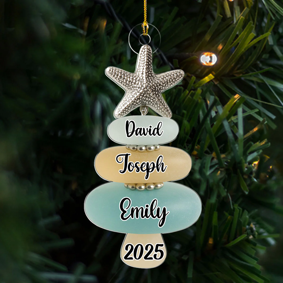 Sea Glass Christmas Tree - Personalized Custom Acrylic Ornament - Image 3