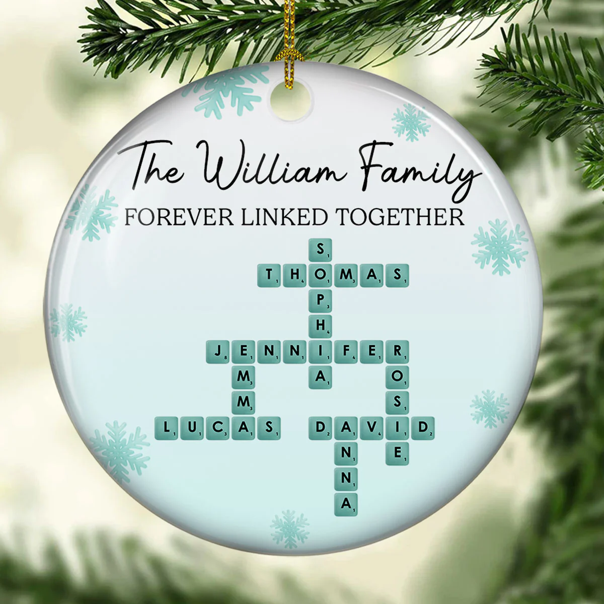 Sea Glass Family - Personalized Custom 3D Inflated Effect Ceramic Ornament - Image 3