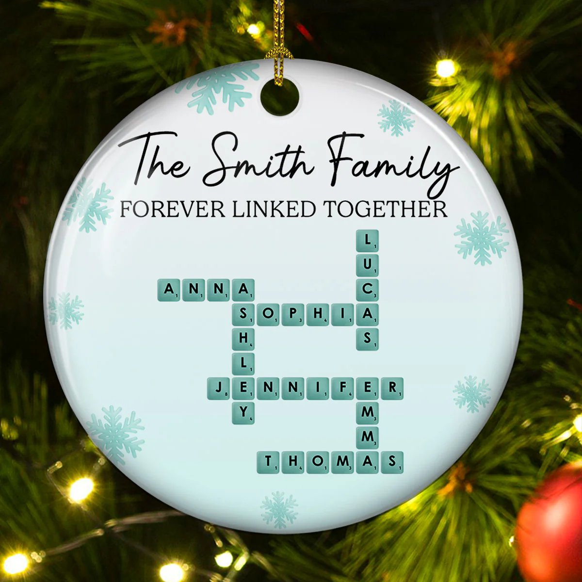 Sea Glass Family - Personalized Custom 3D Inflated Effect Ceramic Ornament - Image 4