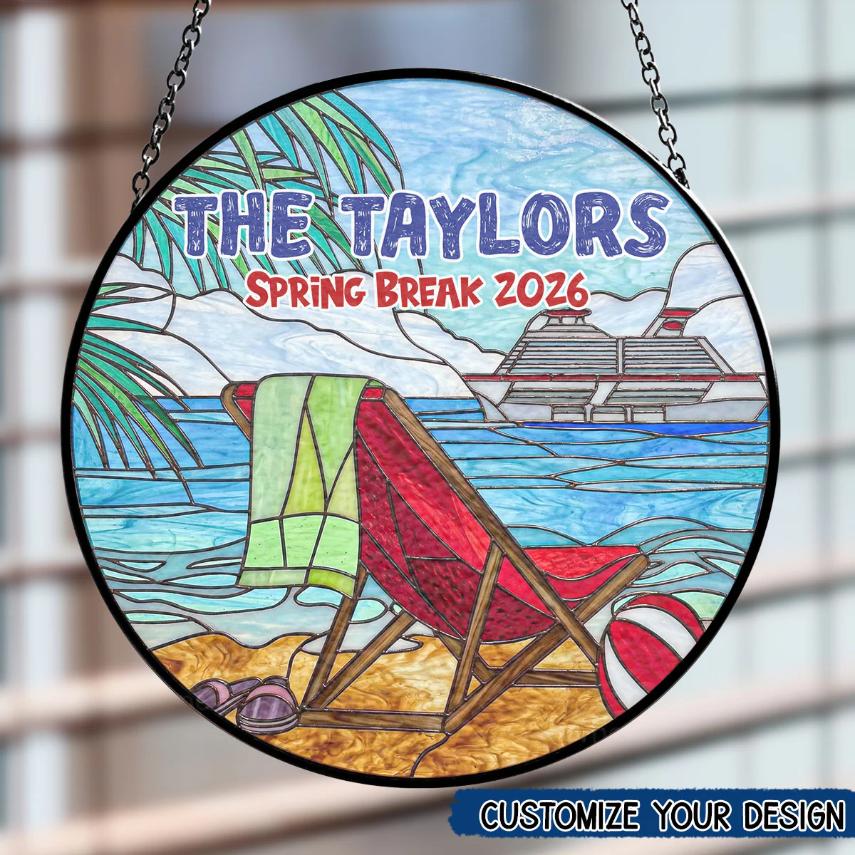 Seas the Day Together - Personalized Custom Stained Glass Window Hanging Suncatcher - Image 2