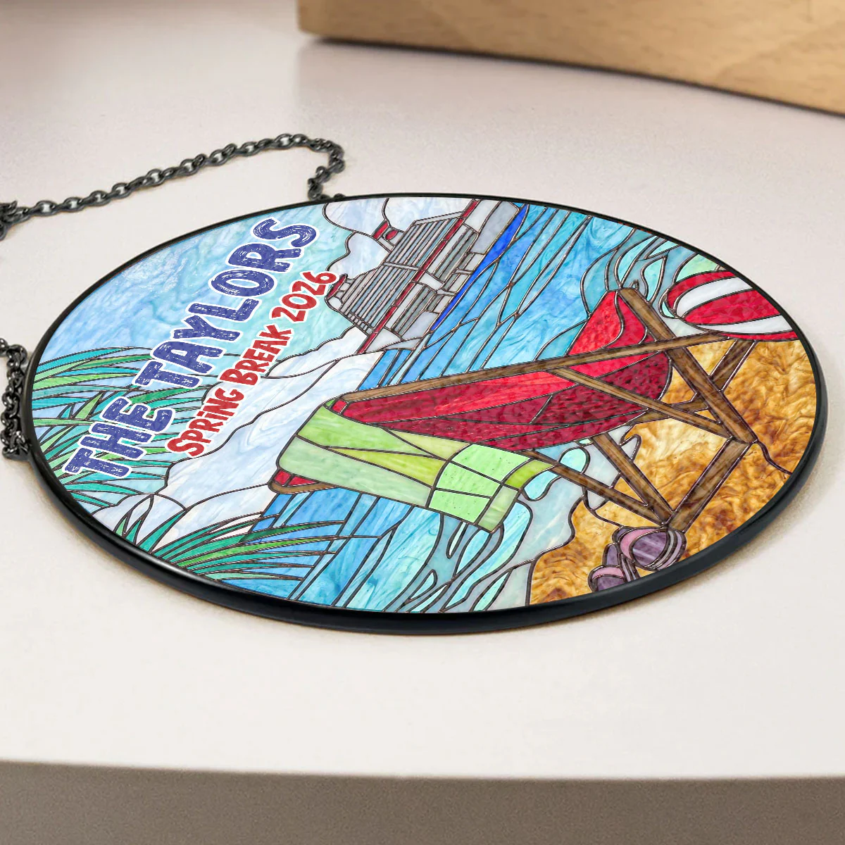 Seas the Day Together - Personalized Custom Stained Glass Window Hanging Suncatcher - Image 3