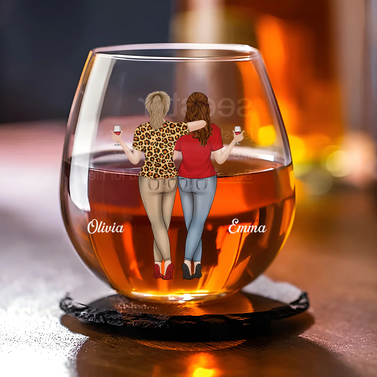 Seester Best Friend For Life - Personalized Custom Wine Glass - Image 3