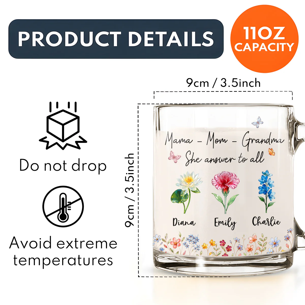 She Answers To All - Personalized Custom Glass Mug - Image 5