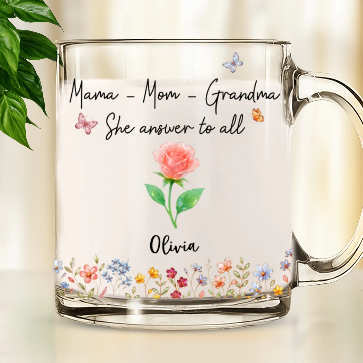 She Answers To All - Personalized Custom Glass Mug - Image 6